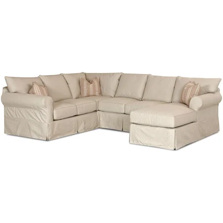 Slip Cover Sectional Sofa with Right Chaise